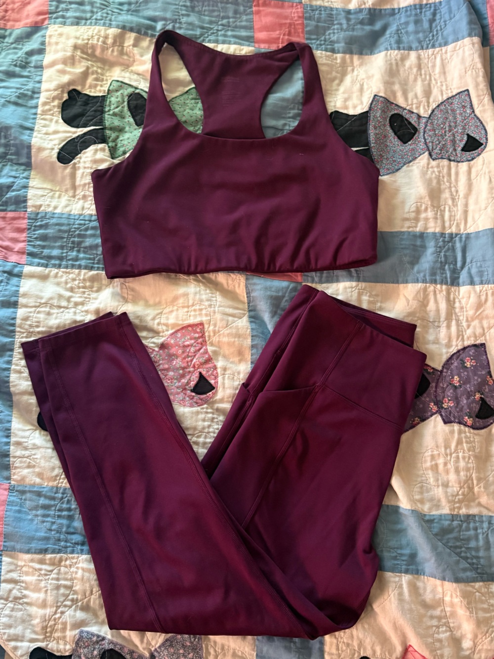girlfriend collective Leggings and Sports Bra Set in plum